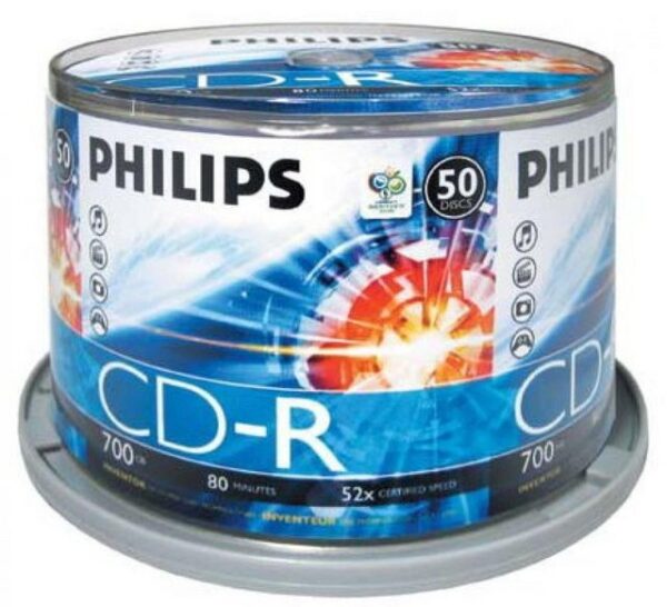 Philips CD-Rohling CD-R 80 Min/700 MB Philips 52x in Cakebox 50 Stk