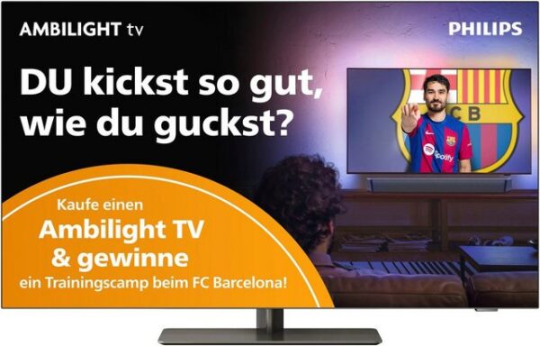 Ob Filme oder Sendungen – das lebensechte Bild und der umfangreiche Klang dieses OLED TVs sorgen zusammen mit dem beeindruckenden Lichteffekt von Ambilight für ein außergewöhnliches Erlebnis. Die dunkle Umrandung aus Metall und das rahmenlose Design sehen sehr elegant aus.