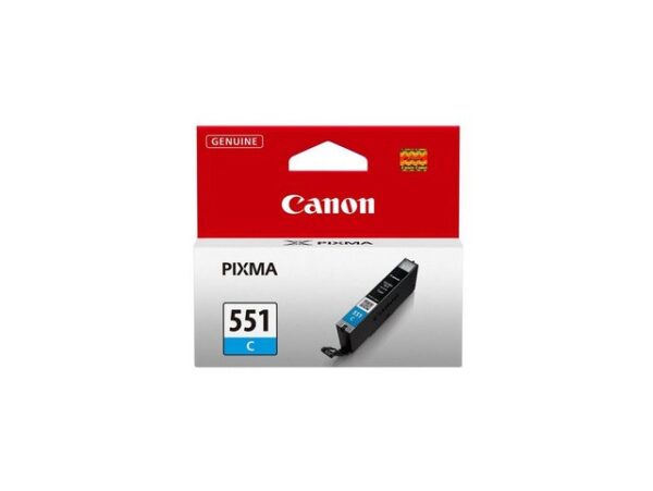 Allgemein   Hersteller   Canon   Herst. Art. Nr.  6509B001   EAN   4960999905556   Hauptmerkmale   Produktbeschreibung   Canon CLI-551C - Tintenbehälter - Cyan   Verbrauchsmaterialtyp   Tintenbehälter   Drucktechnologie   Tintenstrahl   Druckfarbe   Cyan   Patronenmerkmale   Canon ChromaLife100+