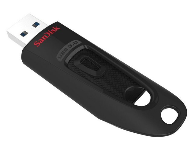 Übertragen Sie einen Film in normaler Spielfilmlänge in weniger als 40 Sekunden**  Das SanDisk Ultra USB 3.0 Flash-Laufwerk vereint schnellere Datengeschwindigkeiten und eine großzügige Kapazität in einem kompakten und schicken Gehäuse. Reduzieren Sie Wartezeiten und übertragen Sie Dateien bis zu zehnmal schneller als mit einem Standard-USB 2.0-Laufwerk.** Dank einer Speicherkapazität von bis zu 128GB bietet das Laufwerk auch für größere Mediendateien und Dokumente genügend Platz.  - Schnelle Übertragungsgeschwindigkeiten von bis zu 100MB/s** - Übertragen Sie Dateien bis zu zehnmal schneller als mit Standard-USB 2.0-Laufwerken ** - Speicherkapazitäten von bis zu 128GB** - Schutz vertraulicher Dateien mit SanDisk SecureAccess™ Software** - USB-3.0-fähig und USB-2.0-kompatibel