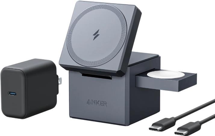 Anker Innovations Y1811G11 Ladegerät für Mobilgeräte Kopfhörer – Smartphone – Smartwatch Schwarz AC – USB Kabelloses Aufladen Schnellladung Drinnen (Y1811G11) (geöffnet)