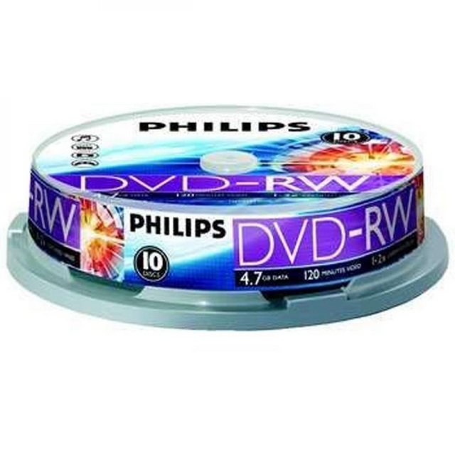 Philips DVD-Rohling DVD-RW 4,7 GB Philips 4x Speed in Cakebox 10 Stk