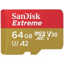 SanDisk Extreme microSD-Karte 64 GB Class 10, UHS-I, v30 Video Speed Class stoßsicher, Wasserdicht