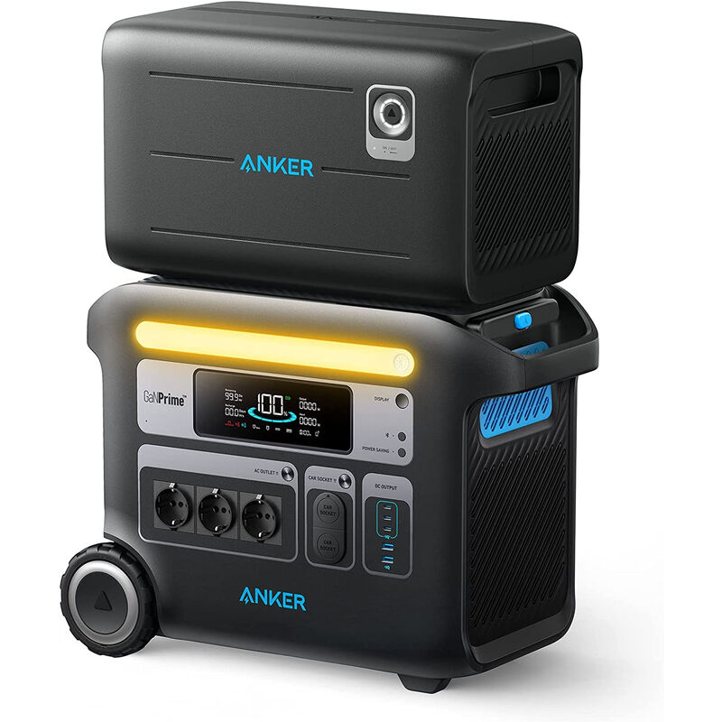 Anker – Kit tragbare Station 4096Wh 767 +1 Erweiterungsbatterie 2048WhAufladen von 0 auf 80% in 60 Minuten (HyperFlash Technology), 5 Jahre Garantie