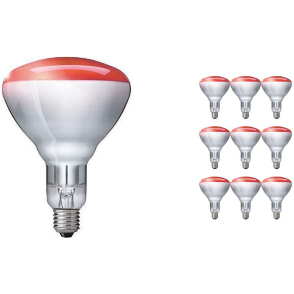 Beleuchtungdirekt ® ist der Großhändler von HALOGEN-INCANDESCENT | Bei Beleuchtungdirekt ist der Mehrfachpackung 10x Philips BR125 IR 250W E27 230-250V Rot(EAN: 8719157023184) ist besonders preiswert und kann direkt ab Lager geliefert werden! Dieses Produkt Philips hat eine Leistung von 250 Watt ( Watt entspricht der Leistung der Lampe und gibt an