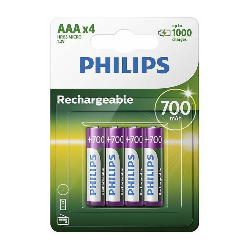 Packung mit 4 aaa philips r03b4a70/10/ 1.2v/ wiederaufladbaren Batterien