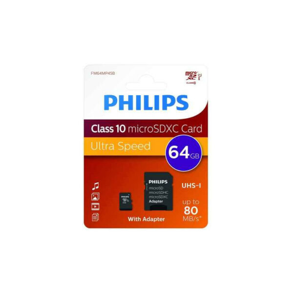 Philips SD Micro SDHC Card 64GB Card Class 10 incl. Adapter