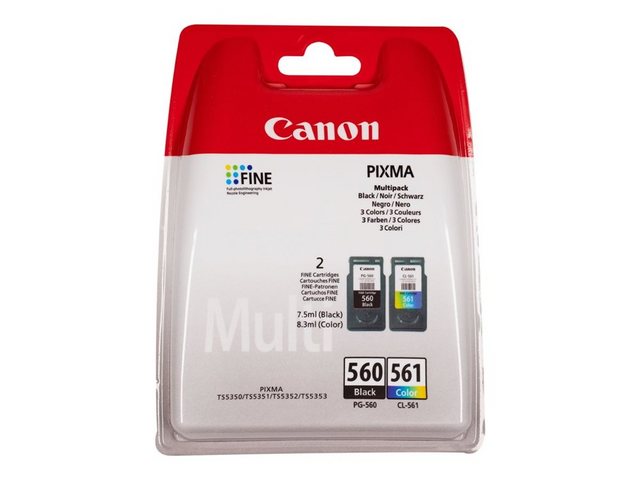 Canon 2 Druckerpatronen PG-560 BK / CL-561 tri-color Multipack Tintenpatrone