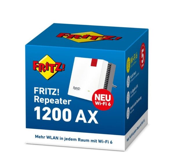 4GHz) erzielen. Wi-Fi 6 sorgt auch für eine bessere Aufteilung der zur Verfügung stehenden Bandbreite. So profitieren auch ältere Smartphones oder Notebooks von der Leistung des FRITZ!Repeaters 1200 AX.   Perfekt im WLAN Mesh   Im WLAN Mesh werden mehrere verteilte WLAN-Zugangspunkte (z.B. FRITZ!Box und FRITZ!Repeater) zu einem einzigen intelligenten WLAN-Netz zusammengefasst. Die verteilten FRITZ!-Geräte tauschen sich untereinander aus und optimieren die Leistung aller WLAN-Geräte. Intelligente Technologien wie Crossband-Repeating