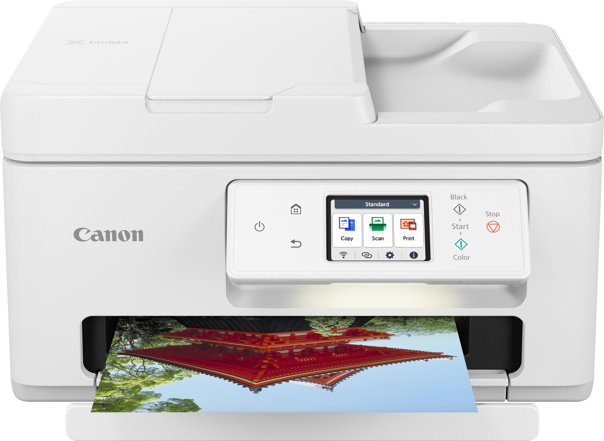 Canon PIXMA TS7750i. Drucktechnologie: Tintenstrahl, Drucken: Farbdruck, Maximale Auflösung: 1200 x 1200 DPI. Kopieren: Farbkopieren. Scannen: Farbscan, Optische Scan-Auflösung: 1200 x 2400 DPI. Duplexfunktion: Kopieren, Drucken. Maximale Papiergröße der ISO A-Serie: A4. WLAN. Produktfarbe: Weiß (6258C006)