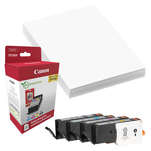 Canon CLI-581 BK/C/M/Y  schwarz, cyan, magenta, gelb Druckerpatronen + Fotopapier, 4er-Set