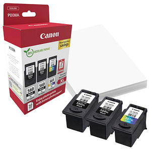 Canon PG-560XLx2/CL-561XL  schwarz, color Druckköpfe + Fotopapier, 3er-Set