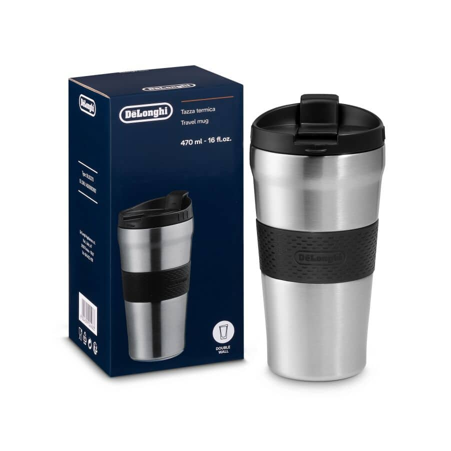 De’Longhi Doppelwandiger Reisebecher aus Edelstahl 470 ml