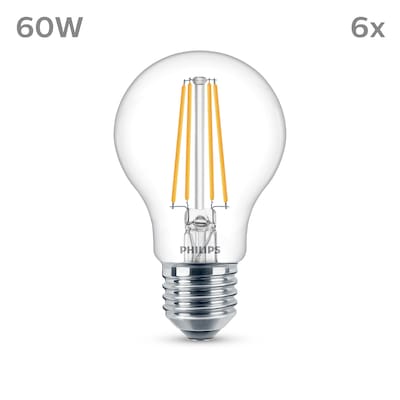 Philips LED Classic Normallampe m. 60W, E27 Sockel, Neutralweiß (4000K) 6er Pack