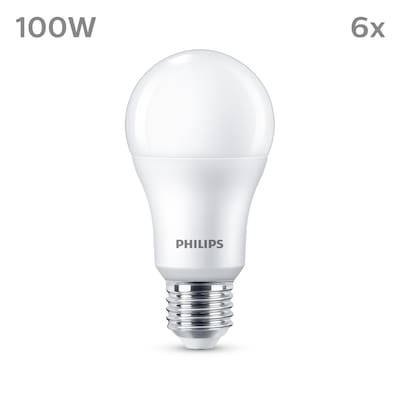 Philips LED Normallampe mit 100W, E27 Sockel, Matt, Neutralweiß (4000K) 6er Pack