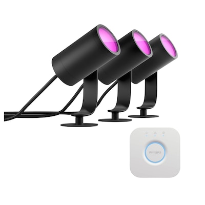 Philips Hue White & Color Ambiance Lily Spot Outdoor schwarz • 3er Pack + Bridge