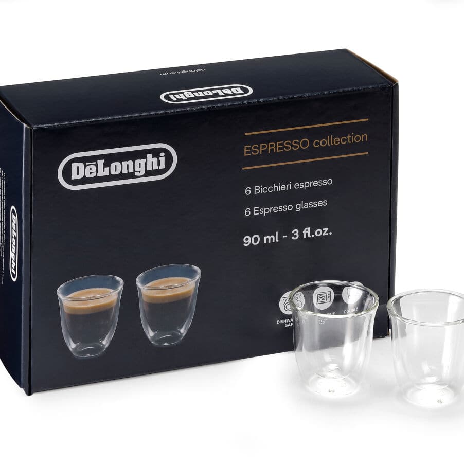 De’Longhi EspressoKollektion 90 ml Set mit 6 doppelwandigen Gläsern