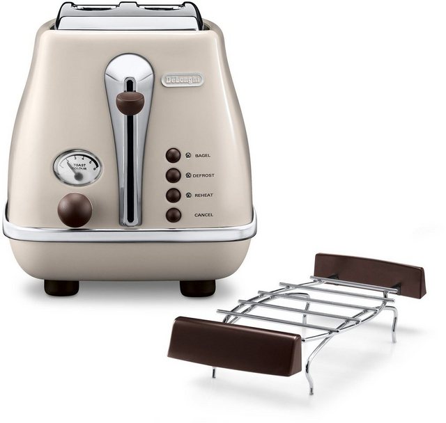 De’Longhi Toaster Incona Vintage »CTOV 2103.BG«, 2 kurze Schlitze, 900 W, im Retro Look, cremefarben