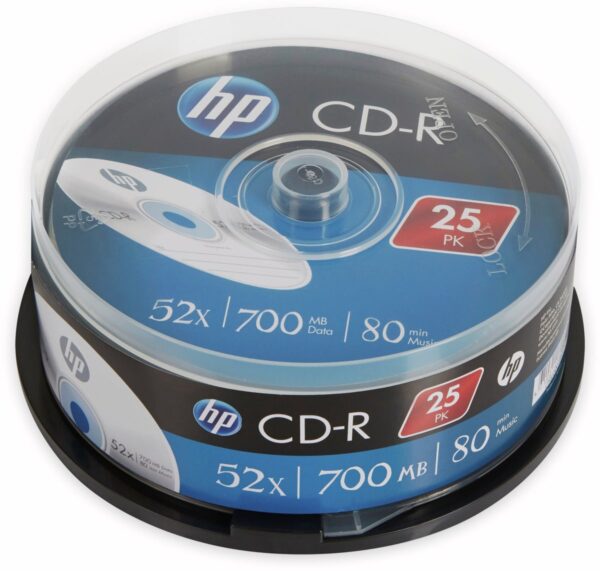 Die zuverlässigen CD-R Medien von HP eignen sich ideal für die Sicherung von täglich anfallenden Daten. Neben ihrer hohen Qualität bieten sie zudem eine hervorragende Kompatibilität mit Playern und Recordern. Technische Daten: Kapazität: 700 MB Aufnahmezeit: 80 Min Schreibgeschwindigkeit: 52x Stück: 25 Discs Verpackung: Cakebox