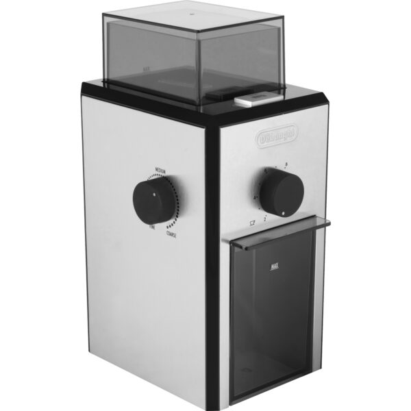 170 Watt  Die DeLonghi Kaffeemühle KG89 mit Kegelmahlwerk verarbeitet mit zwei hochwertigen Mahlscheiben die Kaffeebohnen schonend bis zum eingestellten Mahlgrad