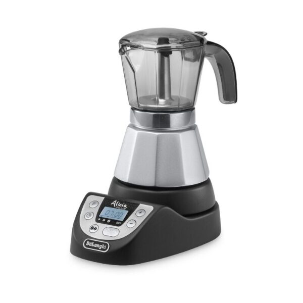 De Longhi Alicia Plus 550W 0.6L schwarz - EMKP42BM Mokka Kaffeemaschine -Leistung: 550 W -Spannung. 220-240 V -Frequenz: 50/60 Hz -Abmessungen: 120 x 185 x 220 cm Ausgestattet mit: -Aroma-Funktion: zur Auswahl der Intensität des Aromas -Gerstenfunktion: wählbar mit Display (Gerstenfilter gegen Verunreinigung) -Programmierbare Zeitschaltuhr: bis zu 24 Stunden -Kalter Stand