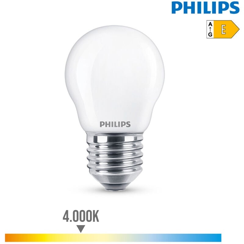 E3/93021 Bombilla Esferica Led E27 6,5W 806Lm 4000K Luz Dia Ø4,5X7,8Cm Philips