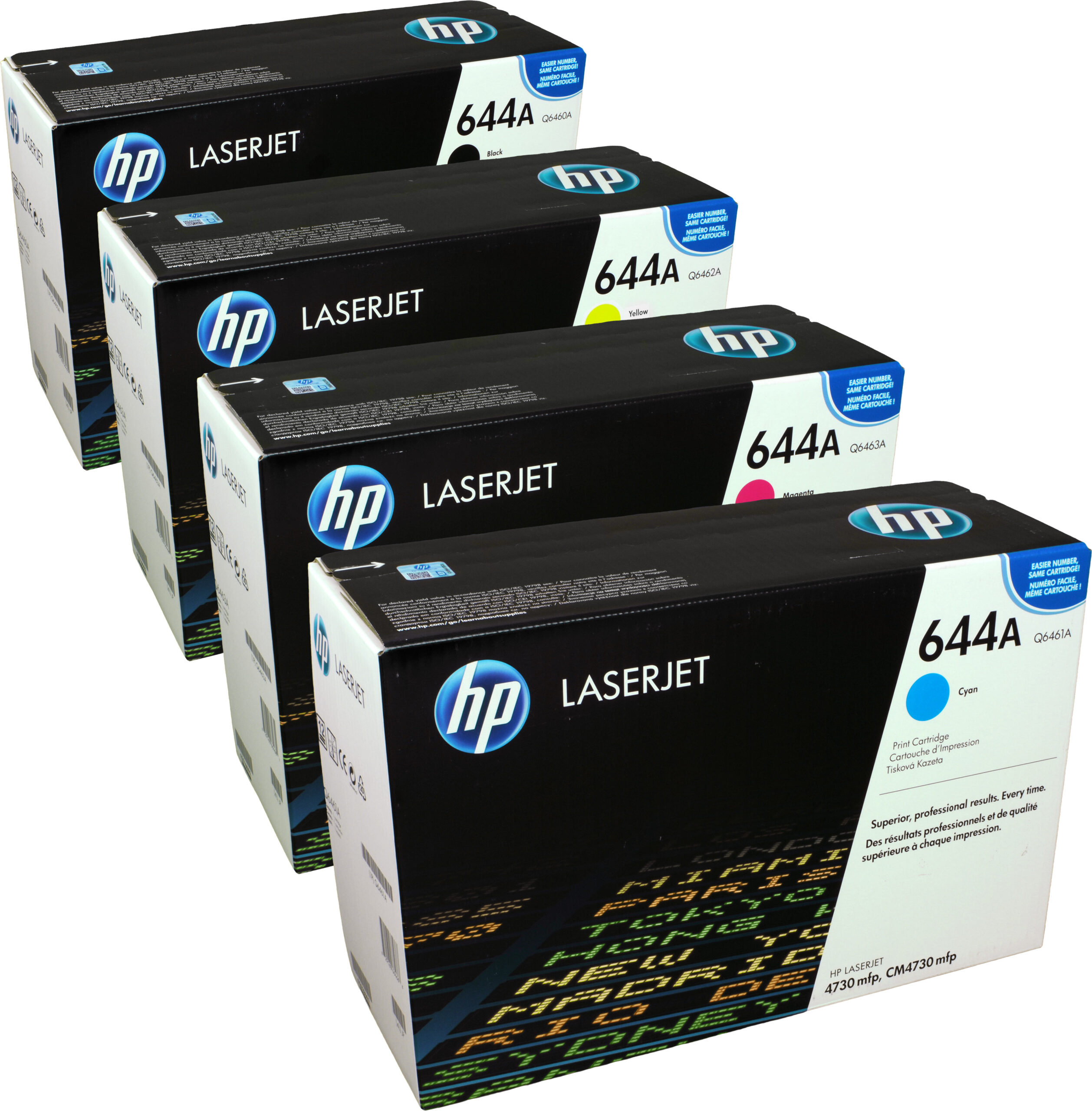 4 HP Toner Q6460A-Q6463A  644A  Multipack BK C M Y  4-farbig