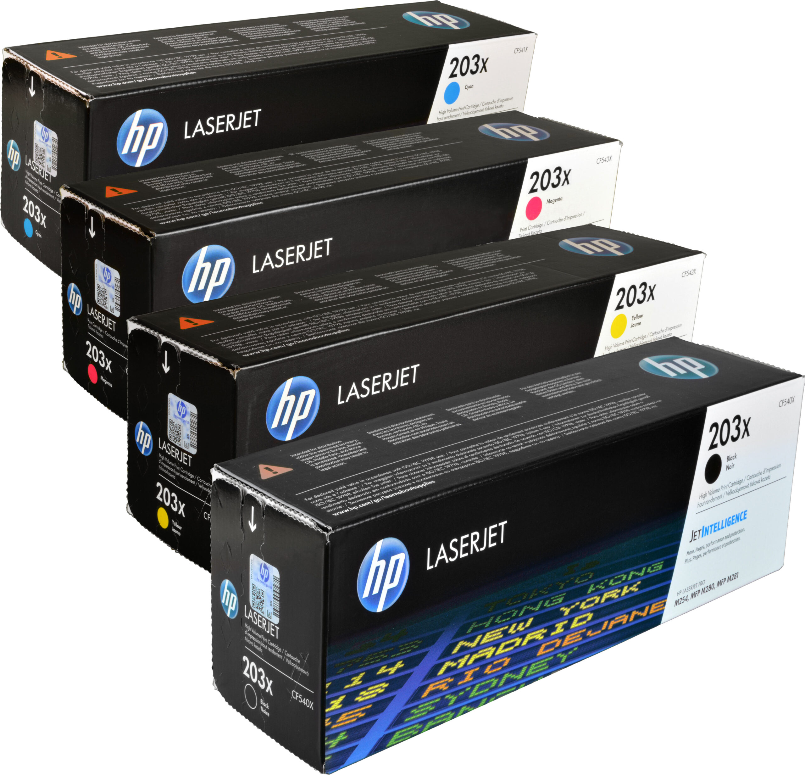 4 HP Toner CF540X-CF543X  203X  Multipack BK C M Y  4-farbig