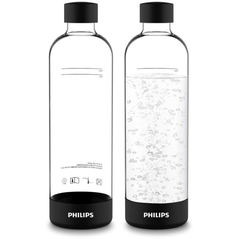 Philips GoZero – Wassersprudler-Flasche, 2 Stück, Fassungsvermögen 1 l, Kunststoff schwarz ADD911BK/10