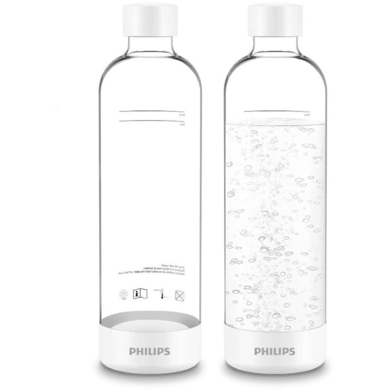 Philips GoZero – Wassersprudler-Flasche, 2 Stück, Fassungsvermögen 1 l, Kunststoff weiß ADD911WH/10