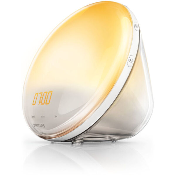 Inspiriert von echten Sonnenaufgängen verwendet das Philips Natural und Energizing Wake Up Light HF3531 / 01 eine einzigartige Kombination aus Licht und Ton