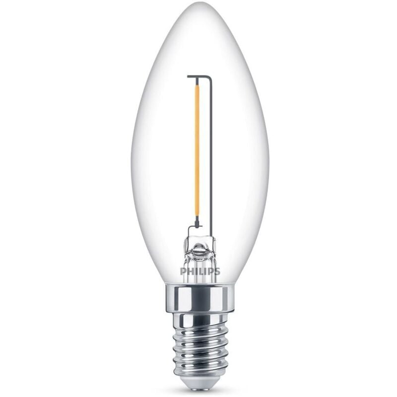 Philips – led Lampe ersetzt 15W, E14 Kerze B35, klar, warmweiß, 136 Lumen, nicht dimmbar, 1er Pack – transparent