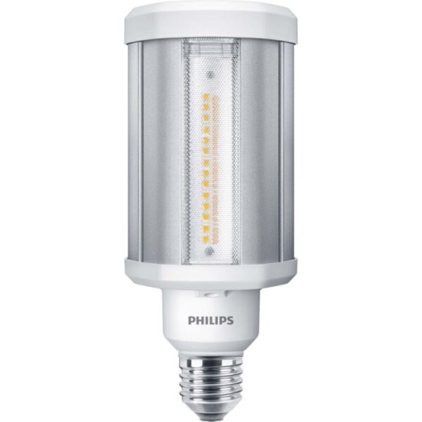 Die TForce LED HPL ND 57-42W E27 830 Lampe bietet eine einfache LED-Lösung mit schneller Amortisation zur Ersetzung von Hochdruckentladungslampen (HID). Diese Lampen bieten die Vorteile der Energieeffizienz und der langen Lebensdauer von LED zur HID-Ersatz