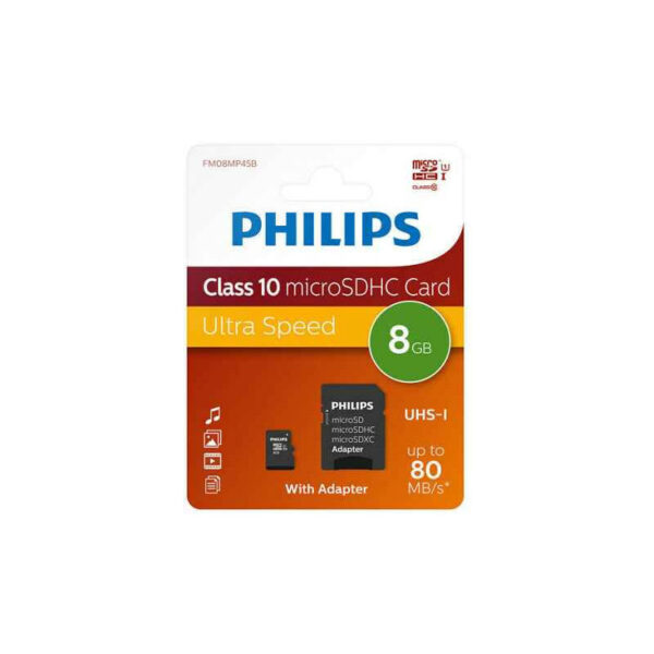 Philips SD Micro SDHC Card 8GB Card Class 10 incl. Adapter