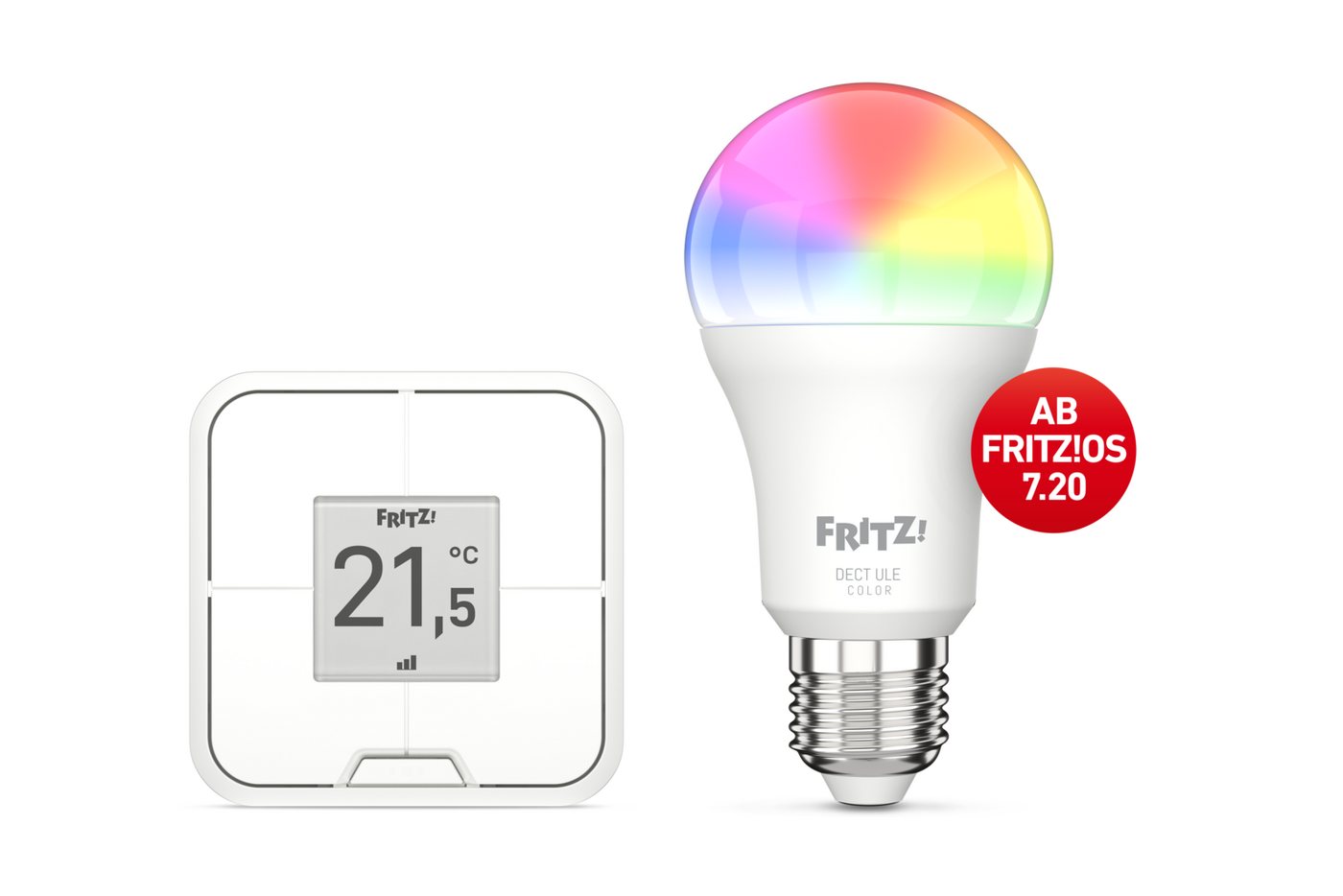 AVM LED-Leuchtmittel FRITZ!DECT 500, E27, Weiß in verschiedenen Wärmegraden, Komplettes Farbspektrum, Smarte LED-Lampe E27 für farbiges und weißes Licht