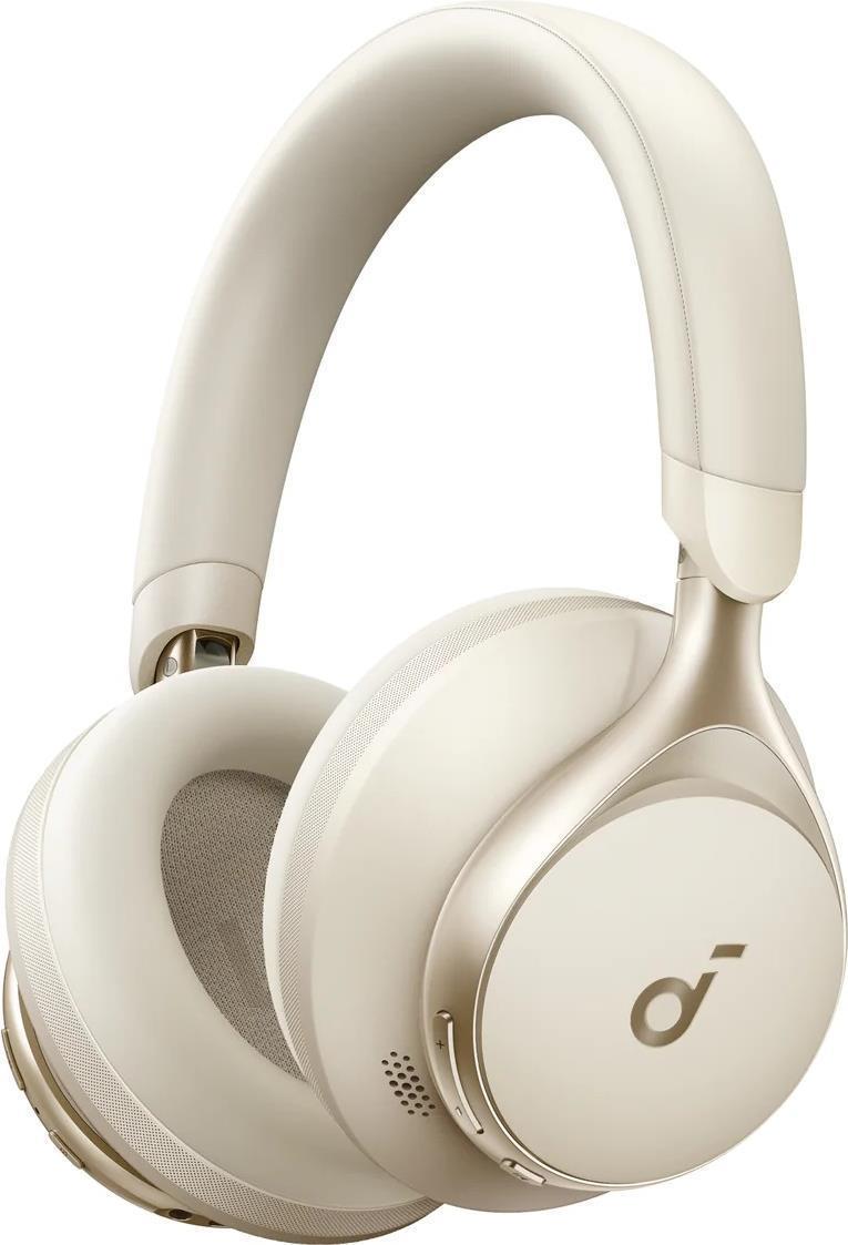 Soundcore Space One Kopfhörer Verkabelt & Kabellos Kopfband Anrufe/Musik Bluetooth Cremefarben (A3035G21) Mit dem Soundcore Space One Creme genießt du in aller Ruhe deine Lieblingsmusik. Dank des aktiven Noise Cancelling bekommst du weniger von deiner Umgebung mit. So arbeitest du zum Beispiel bei viel Trubel im Büro konzentriert weiter. Der Kopfhörer unterstützt High Resolution Audio. Diese Audiodateien sind größer und bieten dir eine detailliertere Audiowiedergabe. Dank der Akkulaufzeit von 55 Stunden hörst du deine Lieblingsmusik lang und ausgiebig