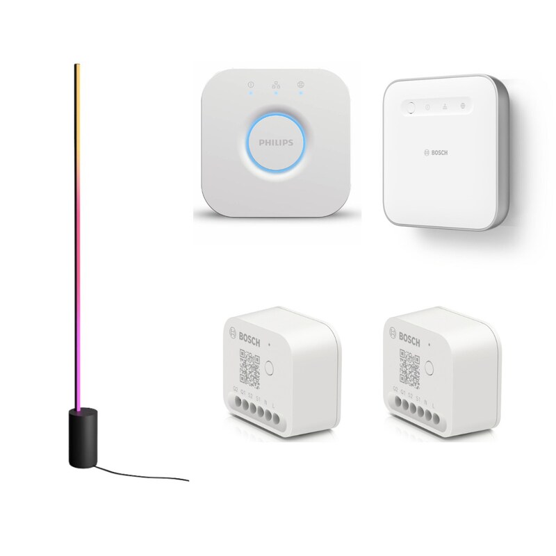 Philips Hue Gradient Stehleuchte & Bridge + Bosch Smart Home ControllerII & 2xRolladenaktor