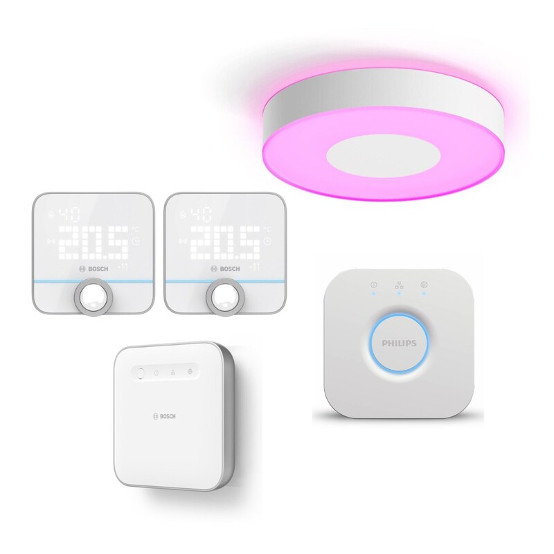 Philips Hue Infuse Deckenleuchte L + Bridge & Bosch Smart Home 2x Raumthermostat II + Controller II