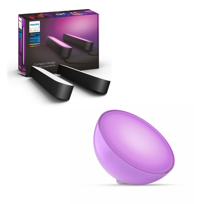 Philips Hue White & Color Ambiance Go Tischleuchte + Ambiance Play Lightbar 2er Pack