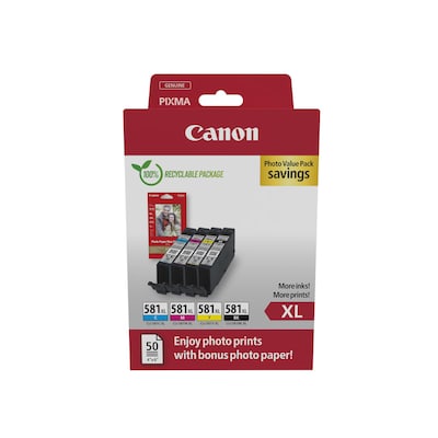 Canon CLI-581XL 2052C006 Original Druckerpatronen Multipack + Fotopapier