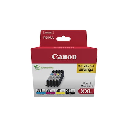 • Canon CLI581 XXL Tintenpatrone Multipack (1998C007) • Farbe: Schwarz / Cyan / Magenta / Gelb • Kompatibel zu: PIXMA TS6150 / TS6151 / TS8150 / TS8151 / TS8152 • TS9150 / TS9155 / TR7550 / TR8550