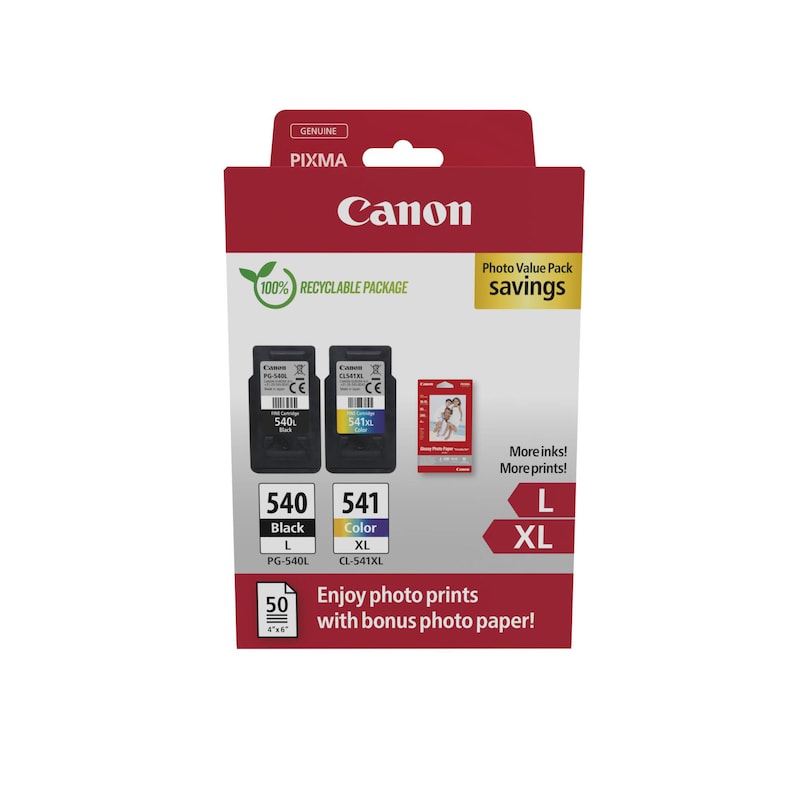 Canon 5224B013 PG-540 L / CL-541XL Vorteilspack Tinte + Fotopapier Vorteilspaket