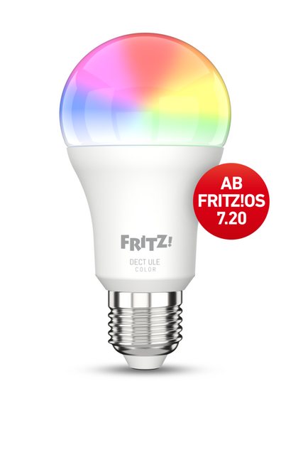 AVM LED-Leuchtmittel FRITZ!DECT 500, E27, Weiß in verschiedenen Wärmegraden, Komplettes Farbspektrum, Smarte LED-Lampe E27 für farbiges und weißes Licht