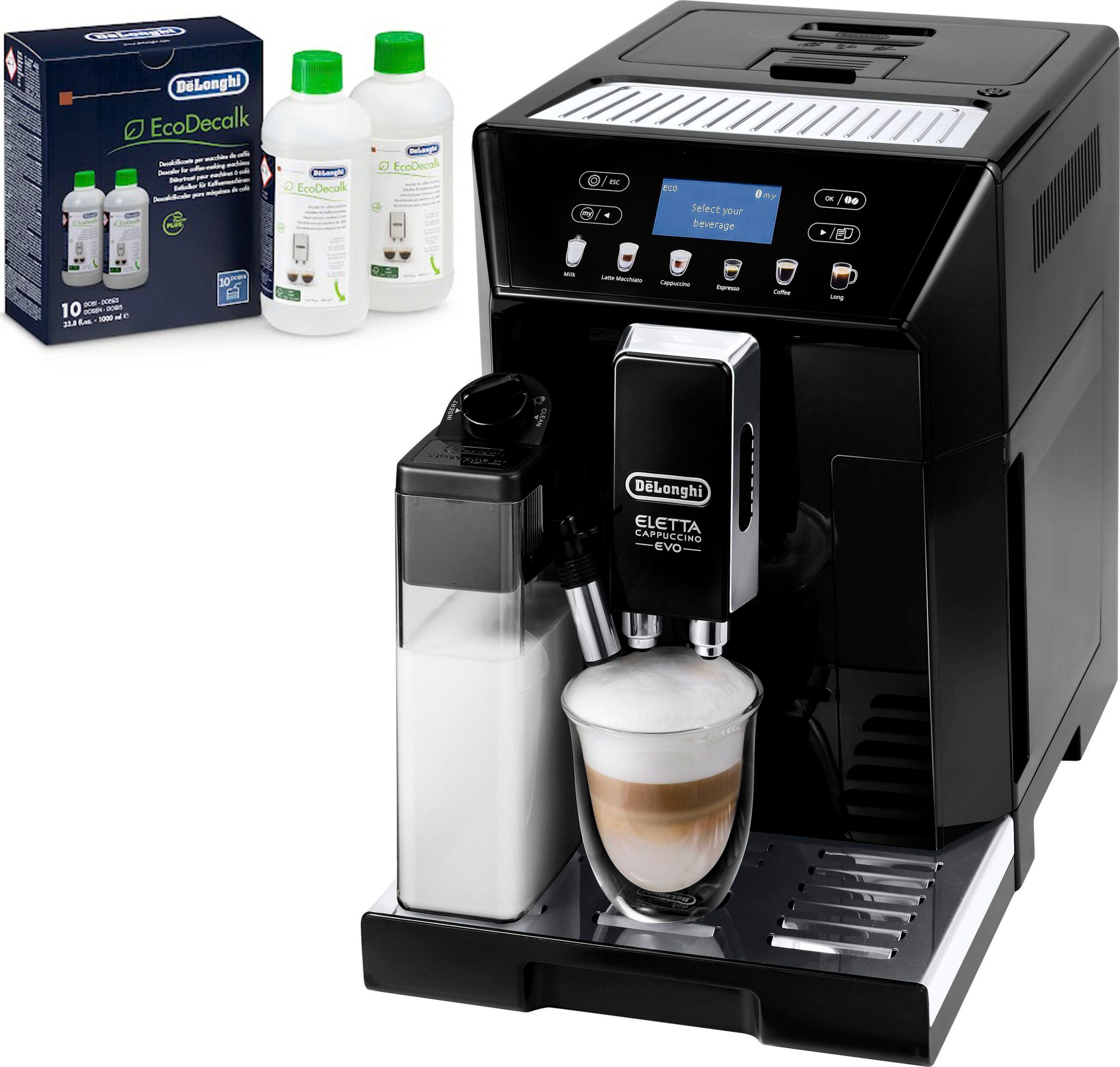 DeLonghi Kaffeevollautomat „ECAM 46.860.B Eletta Evo, schwarz“, inkl. Pflegeset im Wert von € 31,99 UVP