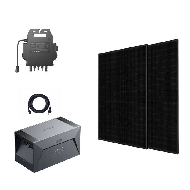 Anker Solaranlage Balkonkraftwerk 870W Anker Solix Solution, Monokristallin, (1600Wh Speicher E1600+ Anker MI80+5M Kabel)