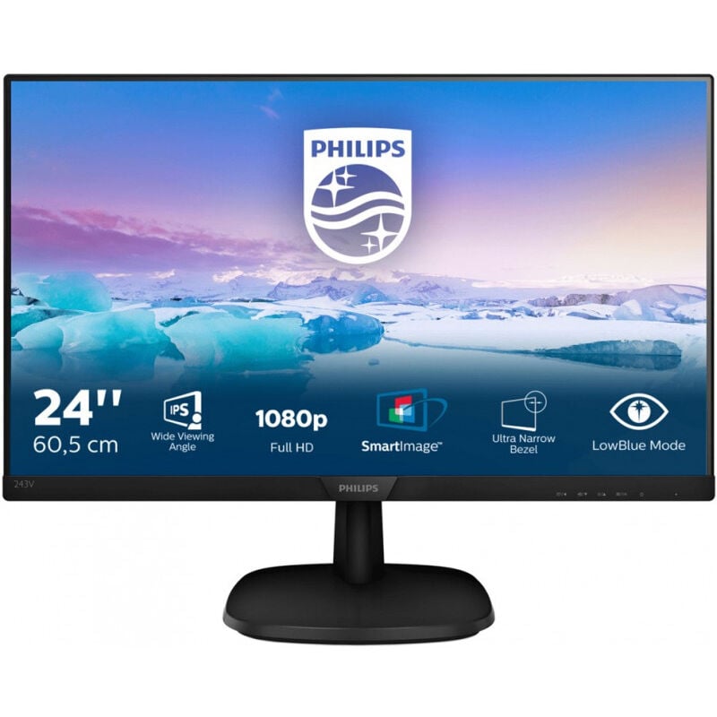 Philips 243V7QDSB/00 60,5cm (24′) FullHD Monitor IPS-LED 16:9 HDMI/DVI/VGA 4ms (243V7QDSB/00)