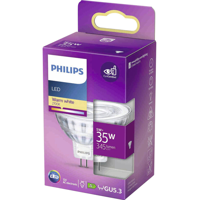 Philips Lighting 871951430762900 led eek f (a – g) GU5.3 Reflektor 4.4 w = 35 w Warmweiß (ø x l) 51