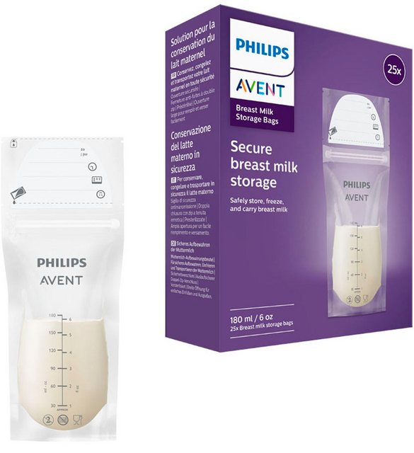 Philips AVENT Muttermilchbeutel SCF603/25, vorsterilisiert, mit sicherem, doppeltem Zip-Verschluss