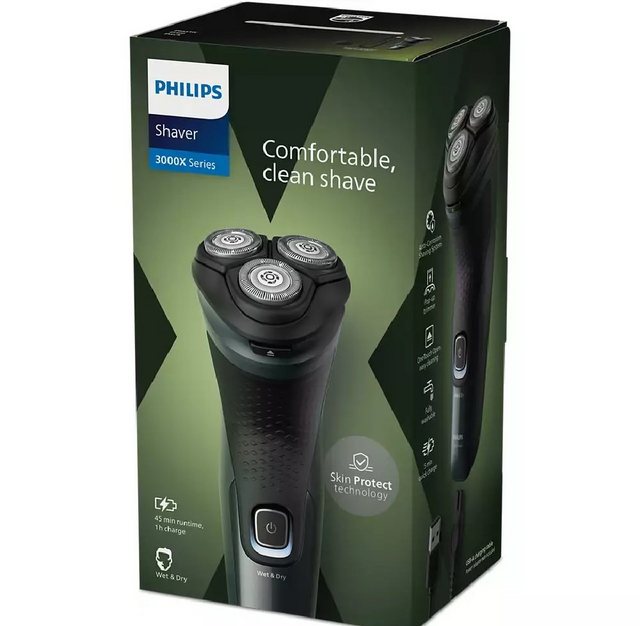 Philips Elektrorasierer X 3052/00 Mit SkinProtect Technologie, abwaschbar, Aufsätze: 1, POP – Up Trimmer, USB-A- Netzadapter nicht enthalten, POWER CUT Blades, WET & DRY, 4D Flex Heads, Anti Corrosion