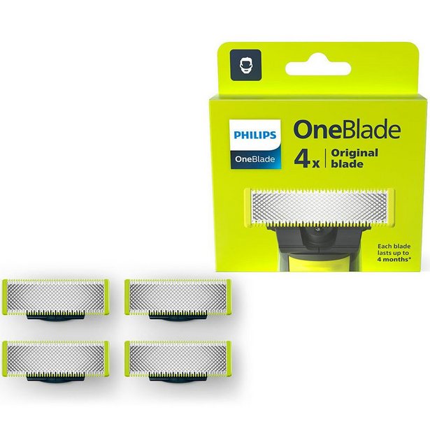 Philips Rasierklingen OneBlade QP240/50 Ersatzklingen Scherköpfe 4er Pack, passend für alle OneBlade Handstücke, eine Klinge hält bis zu 4 Monate